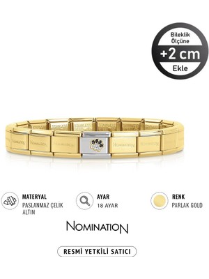 Nomination Italy Composable 18 Ayar Glitterlı Altın Siyah Pati ve Çelik Bileklik Gold