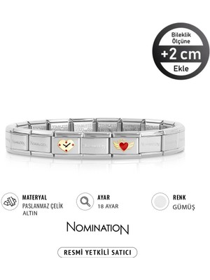 Nomination Italy Composable 18K Altın Saat Kalp & 18K Altın Melek Kalp Paslanmaz Çelik Silver Sılver