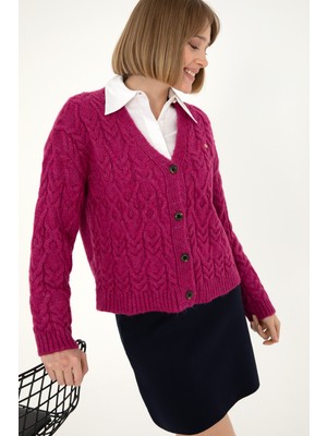 U.S. Polo Assn. Kadın Fuşya Hırka (Triko) 50293020-VR023