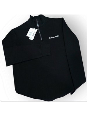 Calvin Klein Jeans Yarım Fermuarlı Kalın Pike Kumaş Sweatshirt