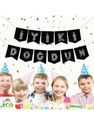 Iyi Ki Doğdun Siyah Gümüş Harf Banner