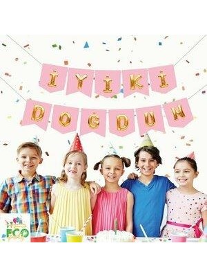 Iyi Ki Doğdun Pembe Altin Harf Banner