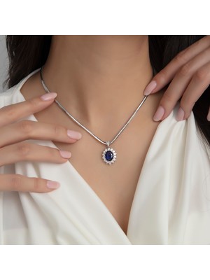 Usho Jewelry 925 Ayar Gümüş Pırlanta Modeli Italyan Zincir Şık Dia Takım, Kadın Takım