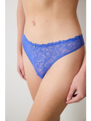 Penti Lace Dantel Saks Mavisi Tanga Külot