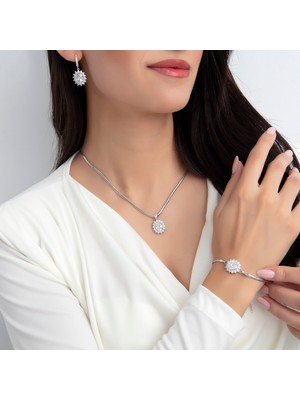 Usho Jewelry 925 Ayar Gümüş Pırlanta Modeli Italyan Zincir Şık Dia Bileklik, Kadın Bileklik