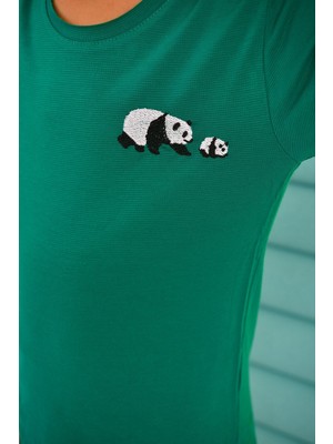 Panda Yeşil Erkek Çocuk Sweatshirt