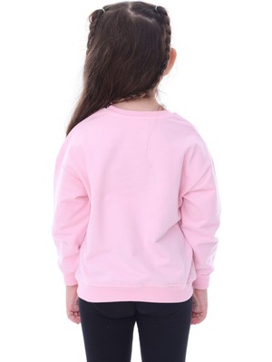 Zuzunga Basic Düz Renk Pembe Fırçalı Yumuşak  Pamuk Sweatshirt