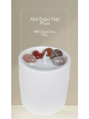 Allegro Akik Doğal Taşlı %100 Doğal Soya Wax Dekoratif Kokulu Mum