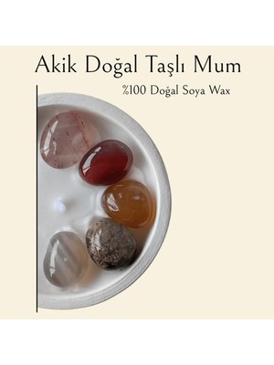 Allegro Akik Doğal Taşlı %100 Doğal Soya Wax Dekoratif Kokulu Mum