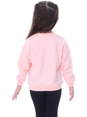 Zuzunga Basic Düz Renk Somon Fırçalı Yumuşak  Pamuk Sweatshirt