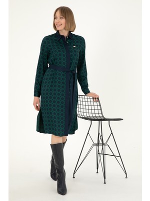 U.S. Polo Assn. Kadın İndigo Dokuma Elbise 50297366-VR028