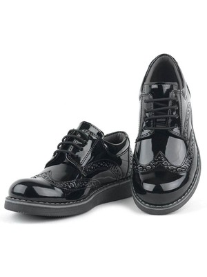 Unisex Çocuk Siyah Oxford Bağcıklı Ayakkabı