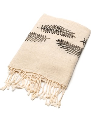 Melinka Co. El Dokuma Keten Flora Peştemal - 80 x 175  cm , Taş Baskı