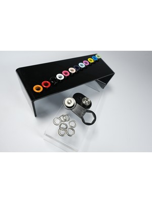 Kuşgözü No.26 (11 Mm) Kendin Yap Kiti, Deri Çanta, El Örgüsü, Kağıt Ip, Makrome Ip Vs. Çanta Için Çekiçle Uygulama Aparatları ve 15 Adet Pembe Boyalı Kuşgözü Takım-Paslanmaz Pirinç