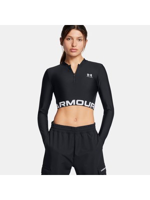 Under Armour Heat Gear Rib 1/4 Zipped Kadın Siyah Antrenman ÜSTÜ.001
