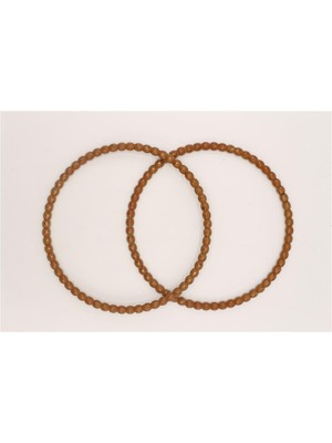 Gül Bambu Çanta Sapları Kristal Boncuklu - 20 cm Kahverengi