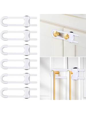 Bebek Için 5 Adet Dolap Kilit U-Şekilli Ayarlanabilir Eşya Dolabı Gardırop Çekmece Kolu Için Kilit