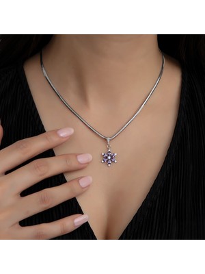 Usho Jewelry 925 Ayar Gümüş Italyan Zincir Lotus Kolye