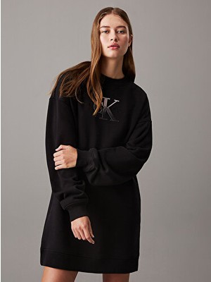 Calvin Klein Embroıdered Monologo Crew Dress
