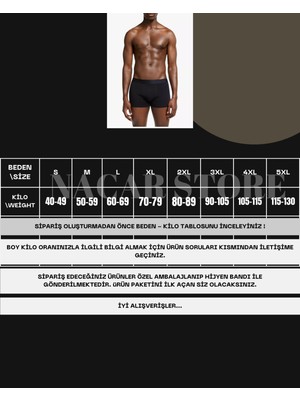 Nacar Store Erkek Pamuklu Likralı 10'lu Paket Siyah Boxer