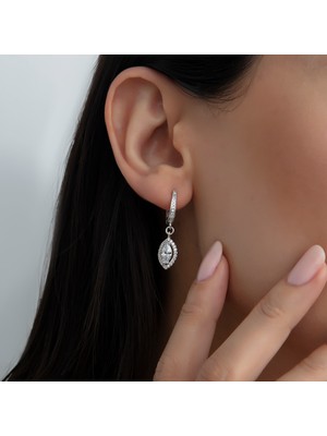 Usho Jewelry 925 Ayar Gümüş Pırlanta Modeli Italyan Zincir Mekik Kolye-Bileklik-Küpe Takım, Kadın Takım