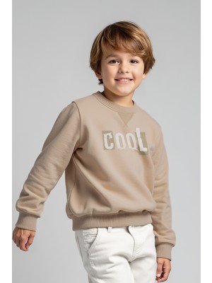 Minojoy Fersa Taş Rengi Baskılı Pamuklu Erkek Çocuk Sweatshirt