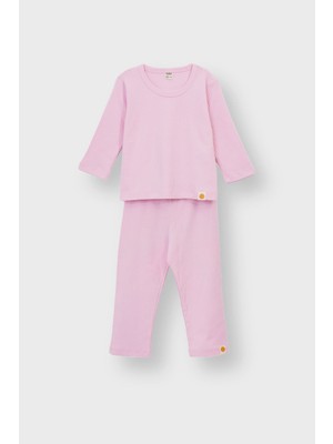 Zuzunga Basic Fitilli Interlok Kumaş  Pamuk 1-5 Yaş Pudra Bebek Pijama Takımı