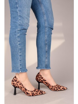 Birikon Adela Leopar Desen Stiletto Taba