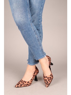 Birikon Adela Leopar Desen Stiletto Taba