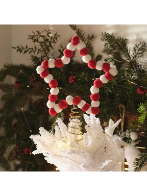 Karaca Home New Year Yılbaşı Yıldız Ağaç Başlığı Kırmızı Beyaz
