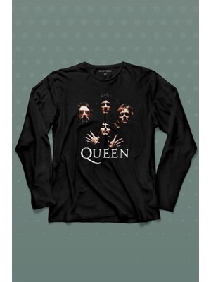 Queen English Rock Musicgroup Freddie Mercury Uzun Kollu Tişört Baskılı T-Shirt