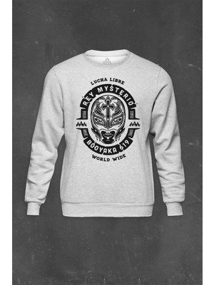 Gri Sweatshirt Rey Mysterio Wwe Amerikan Güreşi Booyaka 619 Baskılı Unisex Sweat