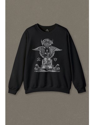 Unisex Siyah Sweatshirt Archgoat Heavy Metal Guitar Gitar Rock Baskılı Sweat