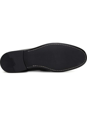 Derimod Erkek Siyah Püsküllü Deri Casual Loafer