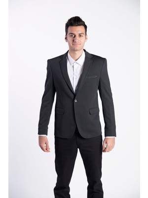 Sposo 5108 Dar Kalıp Yarım Astarlı Siyah Erkek Blazer Ceket