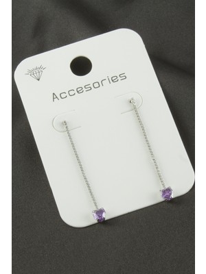 Feryal Kalp Suyolu Taşlı Küpe