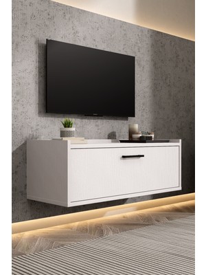 LİFEDECO TV SEHPA ÜNİTESİ BEYAZ KAPAKLI DUVARA MONTE KULPLU LD-1001-M1FB90