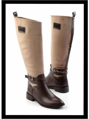 Bambi Vizon Süet   Kadın Çizme K03140435502