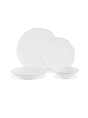 Madame Coco Collin 6 Kişilik 24 Parça Yemek Takımı - Beyaz/gold