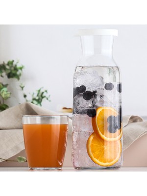 Lav Fonte Cam Karaf Tekli 1,2 L Beyaz Silikon Kapaklı (Sürahi )