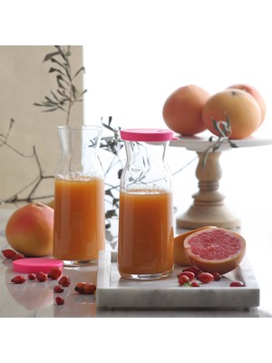 Lav Fonte Cam Karaf Tekli 0,7 L Pembe Silikon Kapaklı (Sürahi )