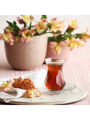 Lav Alya Cam Çay Seti 6 Kişilik 165 ml (6 Çay Bardağı, 6 Çay Tabağı)