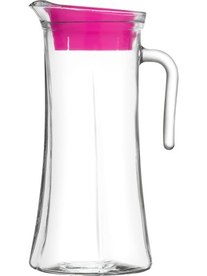 Lav Truva Cam Sürahi Tekli 1,4 L Kulplu Pembe Plastik Kapaklı