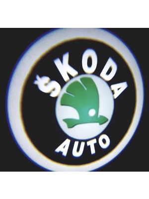 Femex Skoda Araçlar Için Pilli Yapıştırmalı Kapı Altı LED Logo