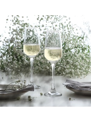 Lav Lal Cam Şampanya Kadehi 6'lı 230 ml Ayaklı (Kahve Yanı/Kokteyl Bardağı)