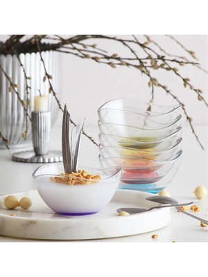 Lav Vira Cam Çorba Kasesi 6'lı Küçük Boy 310 ml Karışık Renkli (Salata/Tatlı/Kahvaltı/Çerez Kasesi)