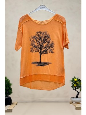 Ağaç Baskı Kısa Kol Penye Tshirt