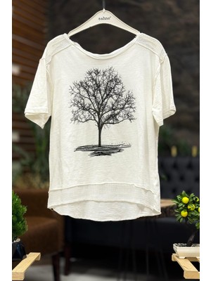 Ağaç Baskı Kısa Kol Penye Tshirt
