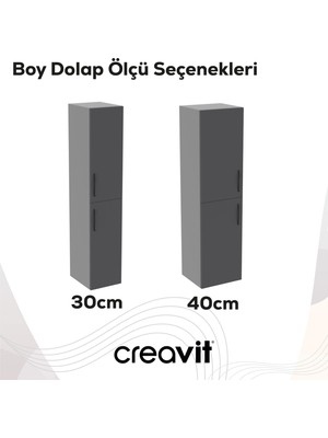 Creavit D10 40 cm Sağ Boy Dolabı Melamin Gövde Lake Kapak