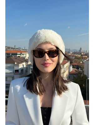 Mollycrush Suni Kürk Kadın Kışlık Beyaz Peluş Yumuşak Luxury Boyunluk